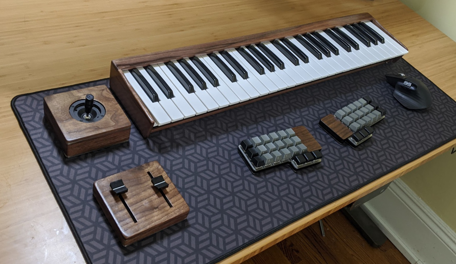 Wood cased midi controller set