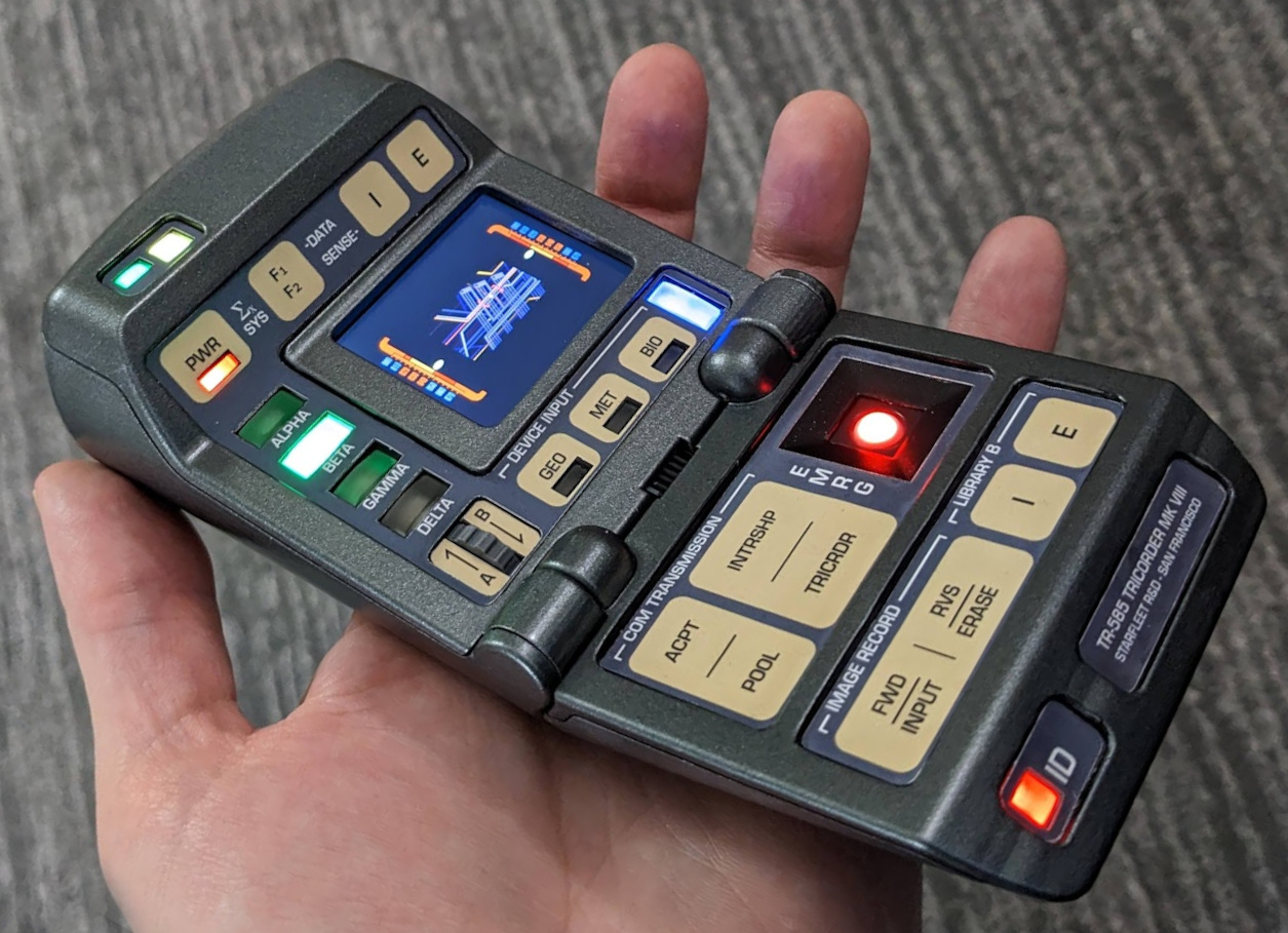 Functional tricorder prop on table